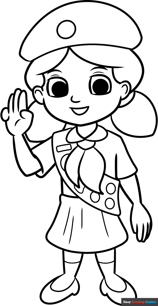 Girl Scout Coloring Page Easy Drawing Guides