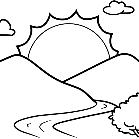 Free printable Sunrise coloring image