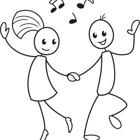 Free printable Stick Figures Dancing coloring page