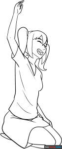 Free printable Sitting Anime Girl coloring page
