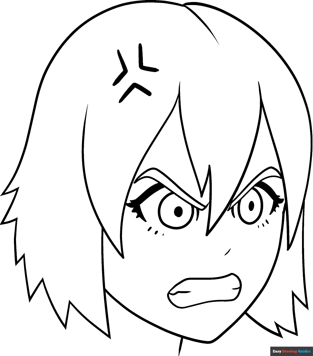 Anime Girl Angry Face Drawing