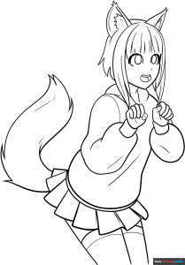 Free printable Anime Wolf Girl coloring page