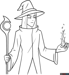 Free printable Anime Wizard coloring page