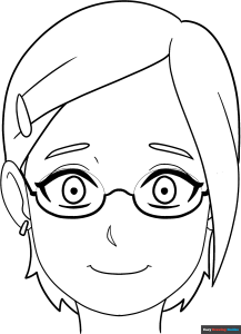 Free printable Anime Character with Glasses coloring page