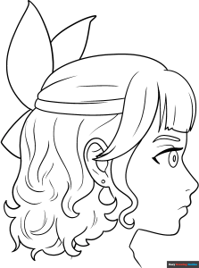 Free printable Anime Girl in Side Profile with Curly Hair coloring page