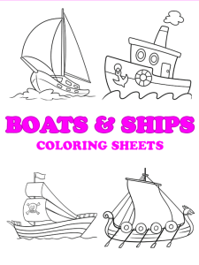 Free printable boats and ships coloring pages - pinterest image