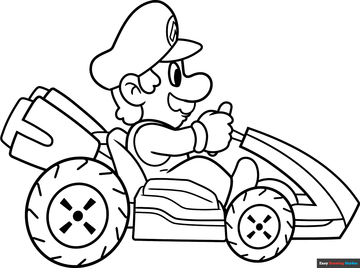 Mario Kart Coloring Pages Easy Mario Kart Coloring Pages Easy