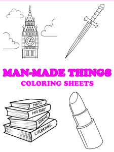 Free printable man-made things coloring pages - pinterest image