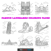 Free Famous Landmarks Coloring Pages for Kids - 24 Printable Sheets