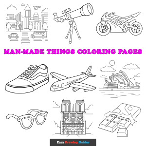 Free Man-Made Things Coloring Pages for Kids Featured Image
