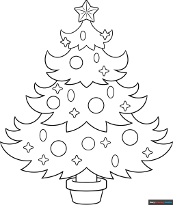 How to Draw a Christmas Tree Outline Featured Image