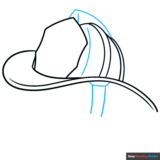 Firefighter Helmet step-by-step drawing tutorial: step 4