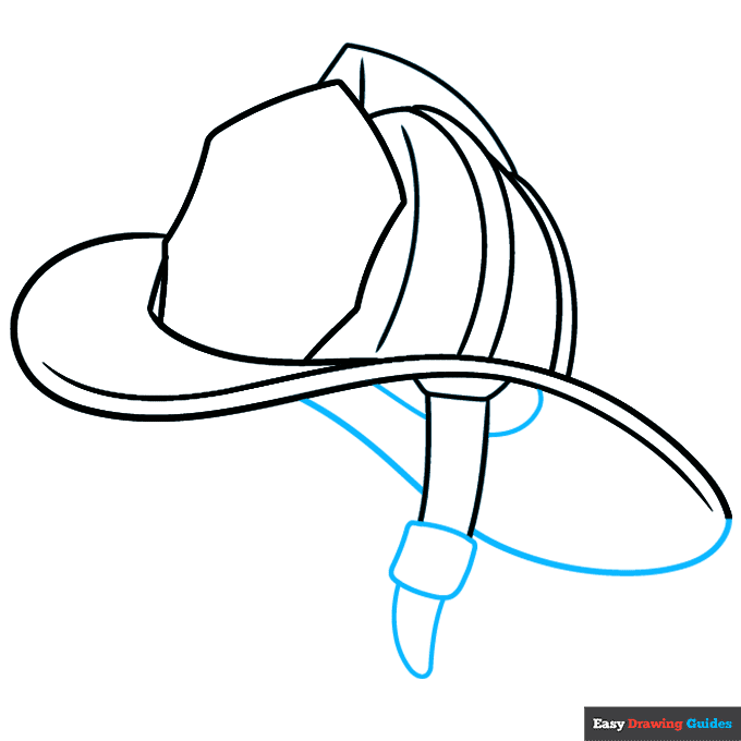 Firefighter Helmet step-by-step drawing tutorial: step 5