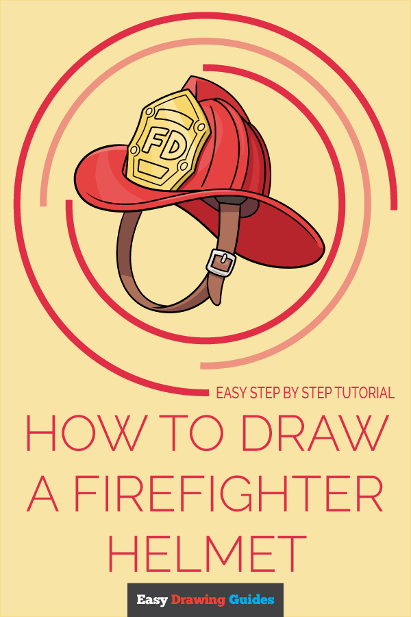 how to draw a firefighter helmet Pinterest image