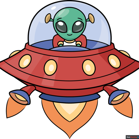 How to Draw an Easy Alien Spaceship Featured Image