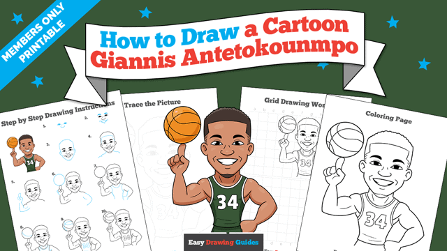How to Draw a Cartoon Giannis Antetokounmpo Printable Thumbnail