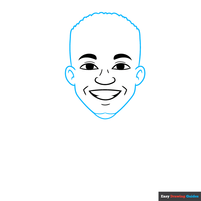 Cartoon Giannis Antetokounmpo step-by-step drawing tutorial: step 3