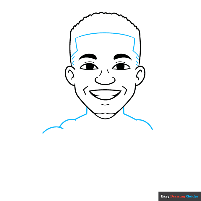 Cartoon Giannis Antetokounmpo step-by-step drawing tutorial: step 4