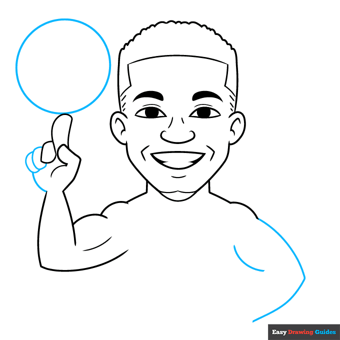 Cartoon Giannis Antetokounmpo step-by-step drawing tutorial: step 6