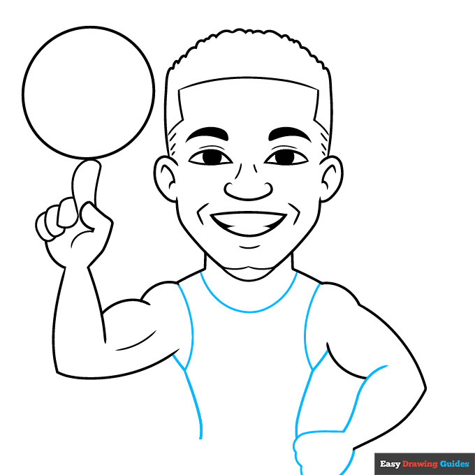 Cartoon Giannis Antetokounmpo step-by-step drawing tutorial: step 7