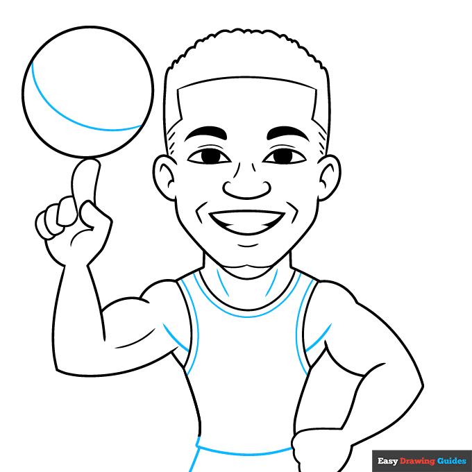 Cartoon Giannis Antetokounmpo step-by-step drawing tutorial: step 8