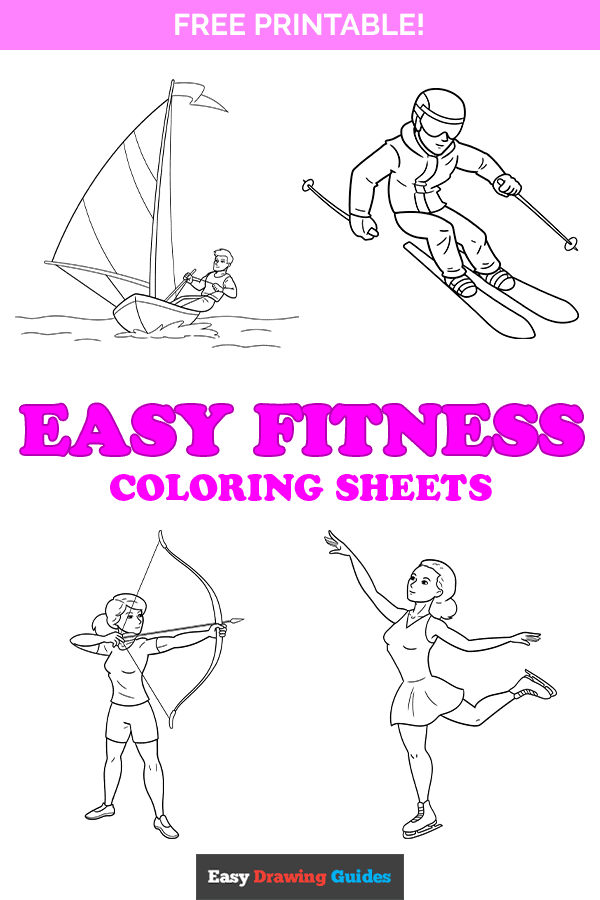 Free printable fitness coloring pages - pinterest image