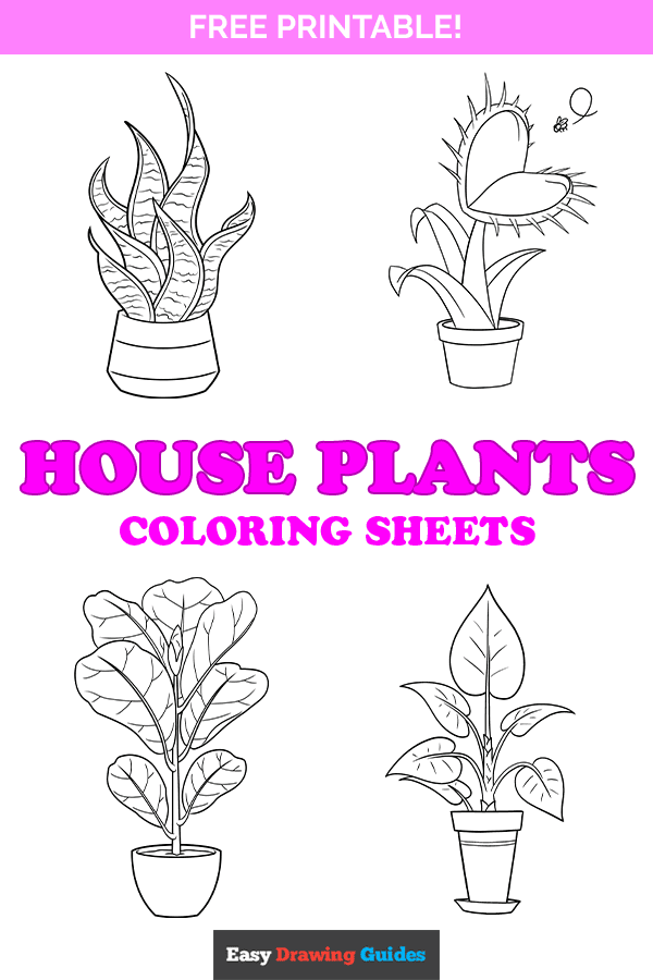 Free printable house plants coloring pages - pinterest image