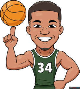 How to Draw a Cartoon Giannis Antetokounmpo Featured Image