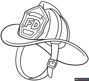 how to draw a firefighter helmet coloring image