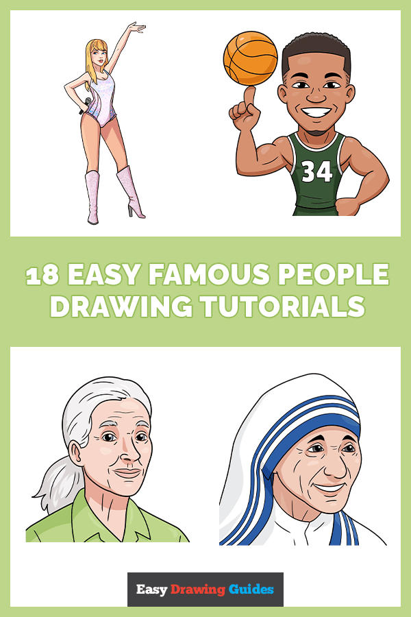 18 Easy Famous People Drawing Tutorials Pinterest Image