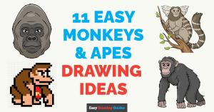 11 Monkeys and Apes Drawing Tutorials for Kids Featured Image