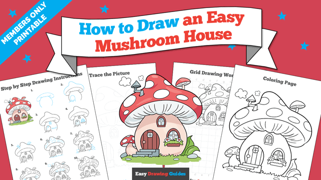 How to Draw an Easy Mushroom House Printable Thumbnail