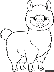 Free printable Easy Cartoon Alpaca coloring page