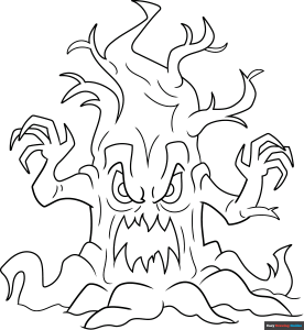 Free printable Scary Tree coloring page
