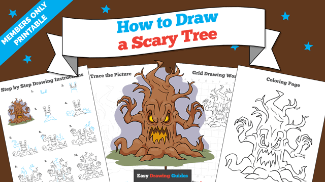 How to Draw a Scary Tree Printable Thumbnail