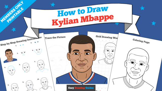 How to Draw Kylian Mbappe Printable Thumbnail