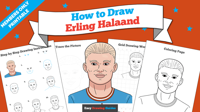 How to Draw Erling Haaland Printable Thumbnail