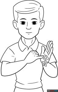 Free printable "Draw" in Sign Language coloring page