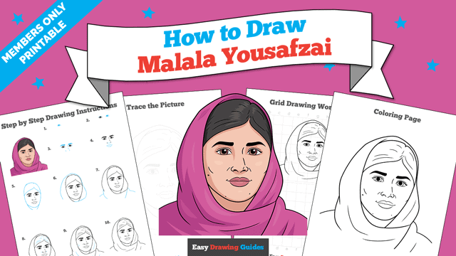 How to Draw Malala Yousafzai Printable Thumbnail