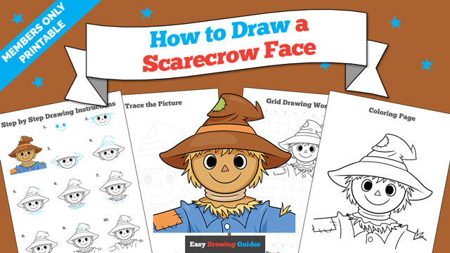 How to Draw a Scarecrow Face Printable Thumbnail