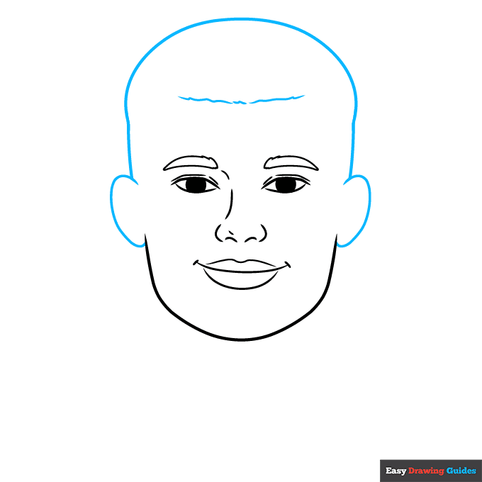 Erling Haaland step-by-step drawing tutorial: step 4
