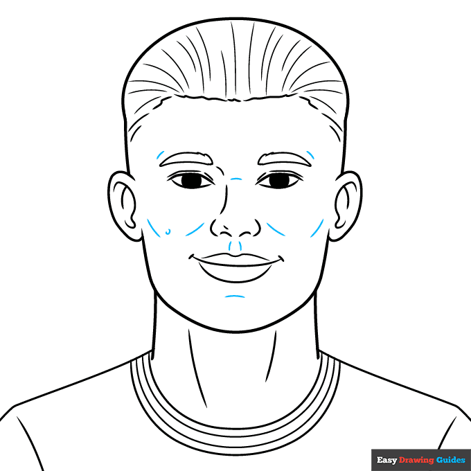 Erling Haaland step-by-step drawing tutorial: step 9