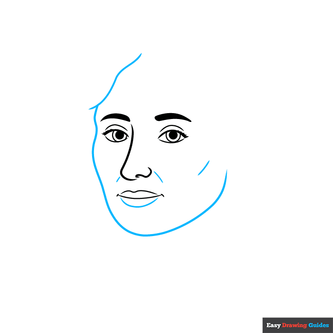 Hellen Keller step-by-step drawing tutorial: step 4