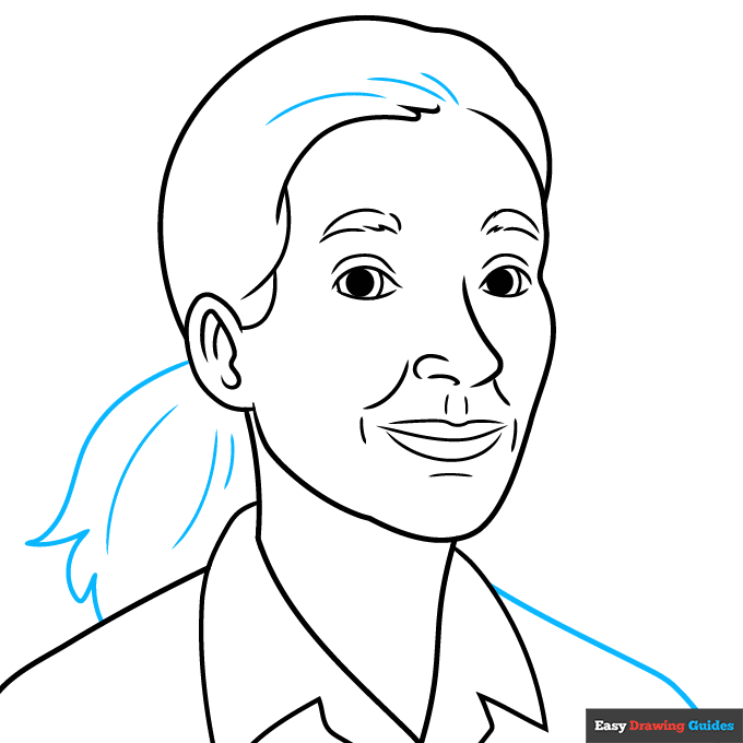 Jane Goodall step-by-step drawing tutorial: step 8