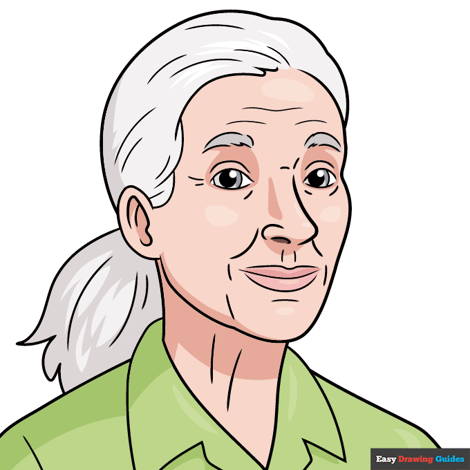 Jane Goodall step-by-step drawing tutorial: step 11