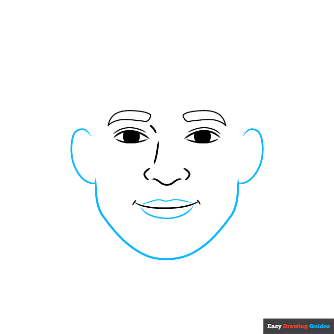 Kylian Mbappe step-by-step drawing tutorial: step 4