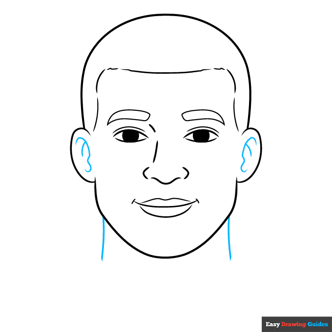 Kylian Mbappe step-by-step drawing tutorial: step 6
