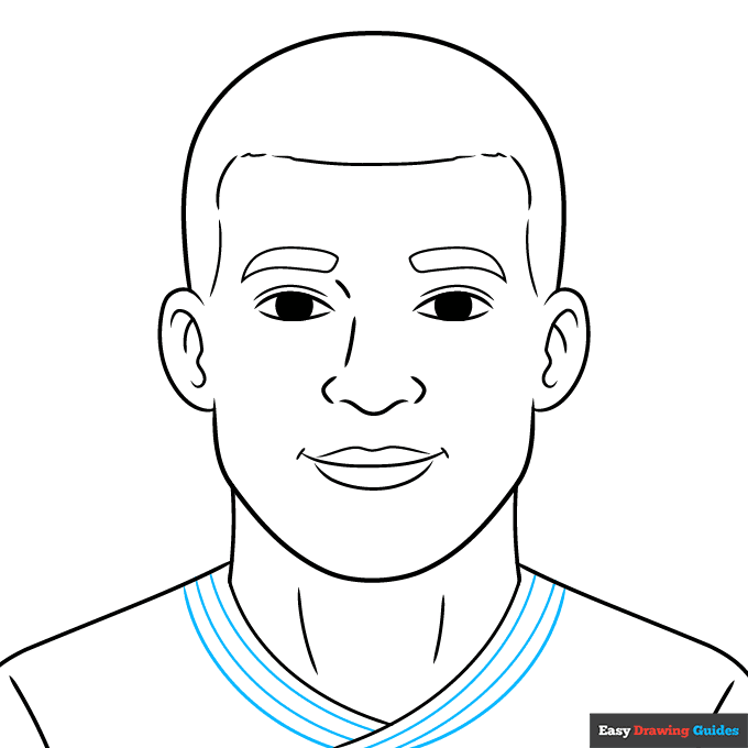 Kylian Mbappe step-by-step drawing tutorial: step 8