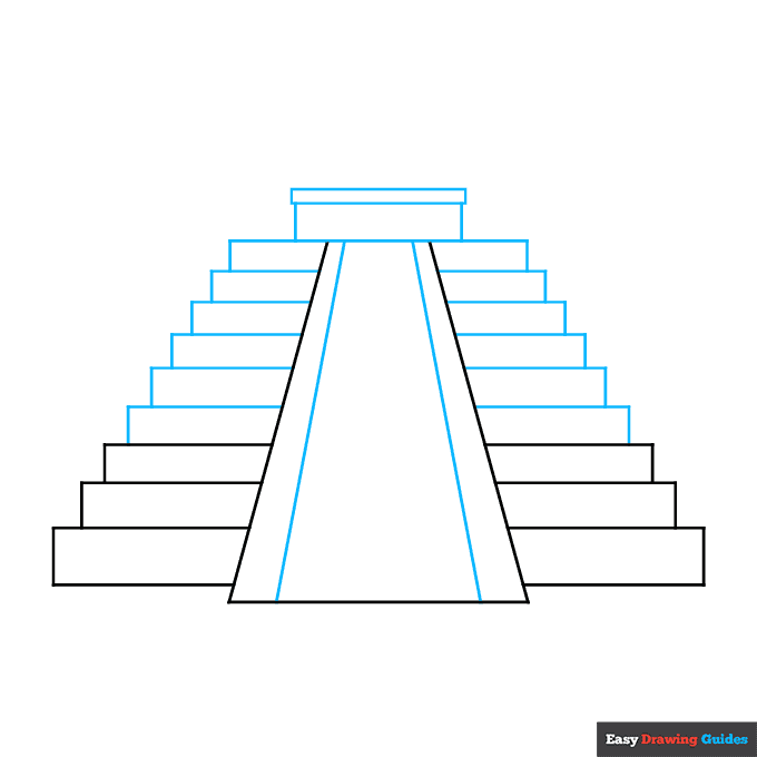 Mayan Temple step-by-step drawing tutorial: step 2