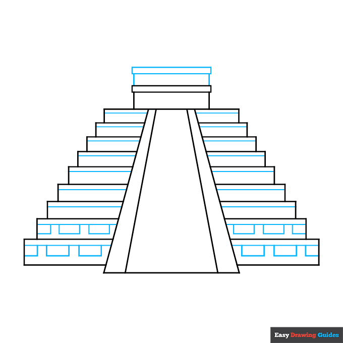 Mayan Temple step-by-step drawing tutorial: step 3